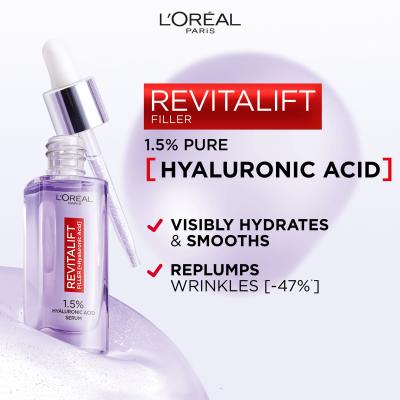 L&#039;Oréal Paris Revitalift Filler HA 1,5% Serum za obraz za ženske 30 ml