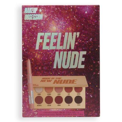 Makeup Obsession Feelin´ Nude Darilni set paleta senčil za oči Nude Is The New Nude 13 g + črtalo za ustnice Matchmaker Lip Crayon 1 g Moon
