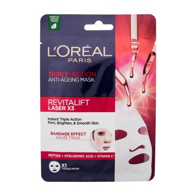 L&#039;Oréal Paris Revitalift Laser X3 Triple Action Tissue Mask Maska za obraz za ženske 28 g