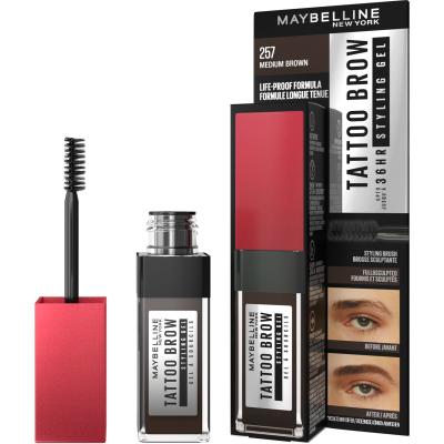 Maybelline Tattoo Brow 36H Styling Gel Gel za obrvi za ženske 6 ml Odtenek 257 Medium Brown