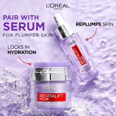 L&#039;Oréal Paris Revitalift Filler HA Plumping Water-Cream Dnevna krema za obraz za ženske 50 ml