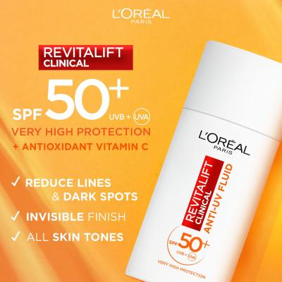 L&#039;Oréal Paris Revitalift Clinical Anti-UV Fluid SPF50+ Dnevna krema za obraz 50 ml