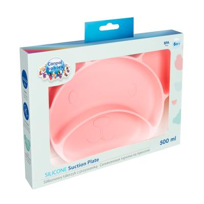 Canpol babies Silicone Suction Plate Pink Posodica za otroke 500 ml