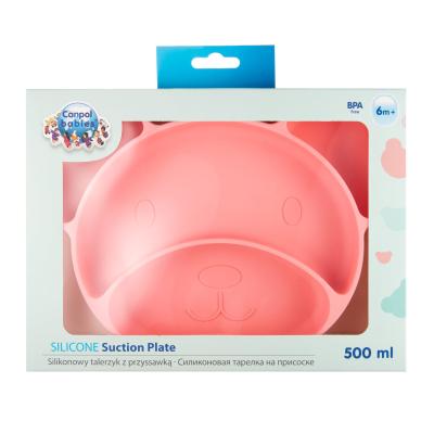 Canpol babies Silicone Suction Plate Pink Posodica za otroke 500 ml