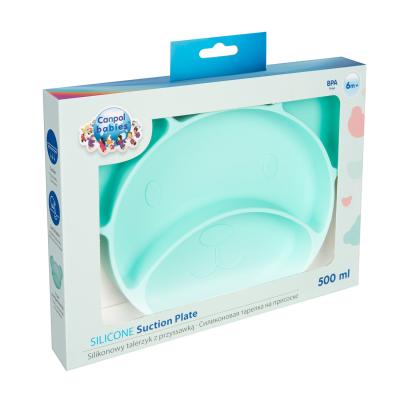 Canpol babies Silicone Suction Plate Turquoise Posodica za otroke 500 ml