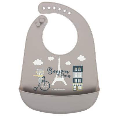 Canpol babies Bonjour Paris Silicone Bib With Pocket Slinček za otroke 1 kos