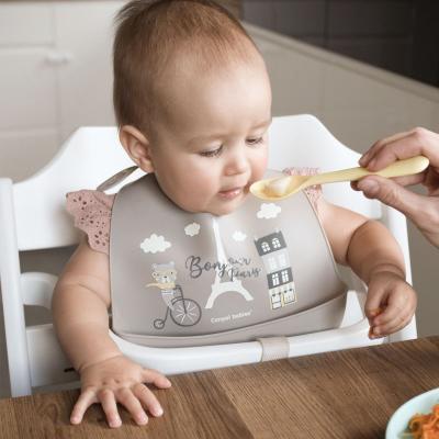 Canpol babies Bonjour Paris Silicone Bib With Pocket Slinček za otroke 1 kos