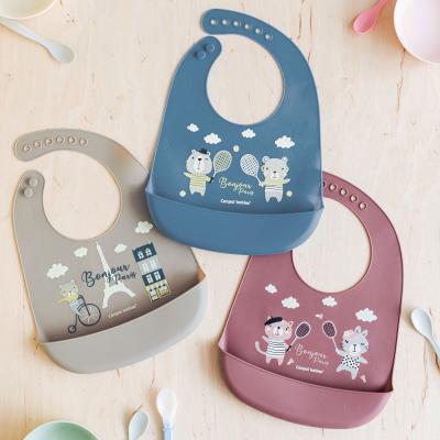 Canpol babies Bonjour Paris Silicone Bib With Pocket Slinček za otroke 1 kos