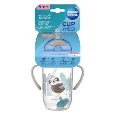 Canpol babies Exotic Animals Non-Spill Expert Cup With Weighted Straw Grey Skodelica za otroke 270 ml