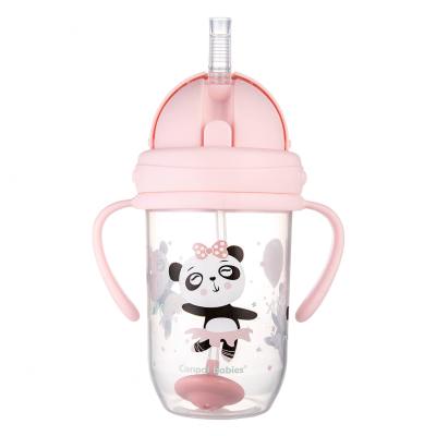 Canpol babies Exotic Animals Non-Spill Expert Cup With Weighted Straw Pink Skodelica za otroke 270 ml