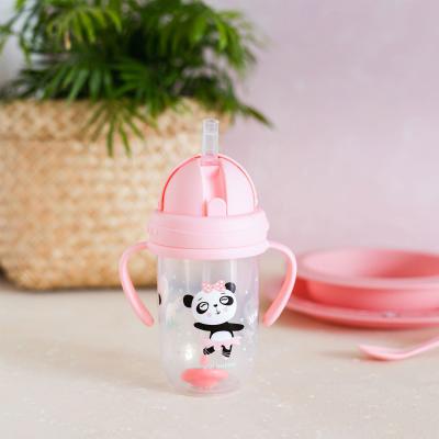 Canpol babies Exotic Animals Non-Spill Expert Cup With Weighted Straw Pink Skodelica za otroke 270 ml