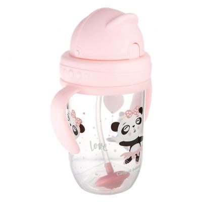 Canpol babies Exotic Animals Non-Spill Expert Cup With Weighted Straw Pink Skodelica za otroke 270 ml