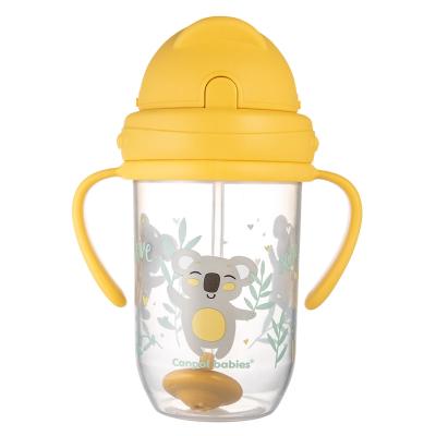 Canpol babies Exotic Animals Non-Spill Expert Cup With Weighted Straw Yellow Skodelica za otroke 270 ml