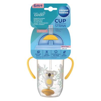 Canpol babies Exotic Animals Non-Spill Expert Cup With Weighted Straw Yellow Skodelica za otroke 270 ml