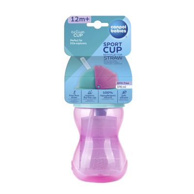 Canpol babies Active Cup Sport Cup With Flip-Top Straw Pink Skodelica za otroke 370 ml