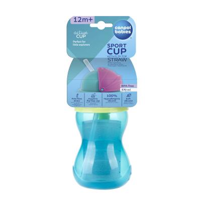 Canpol babies Active Cup Sport Cup With Flip-Top Straw Blue Skodelica za otroke 370 ml