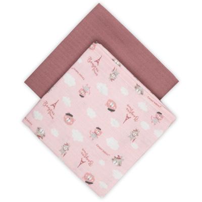 Canpol babies Bonjour Paris Muslin Squares Diapers Pink Plenice iz blaga za otroke 2 kos