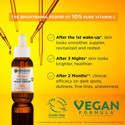 Garnier Skin Naturals Vitamin C Brightening Night Serum Serum za obraz za ženske 30 ml