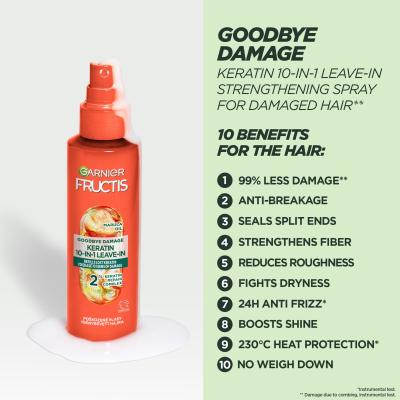 Garnier Fructis Goodbye Damage Keratin 10-In-1 Leave-In Nega brez izpiranja za ženske 150 ml