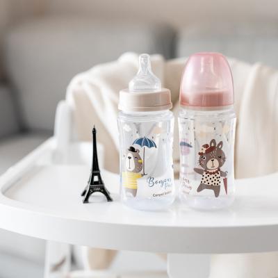 Canpol babies Bonjour Paris Easy Start Anti-Colic Bottle Pink 3m+ Otroška steklenička za otroke 240 ml