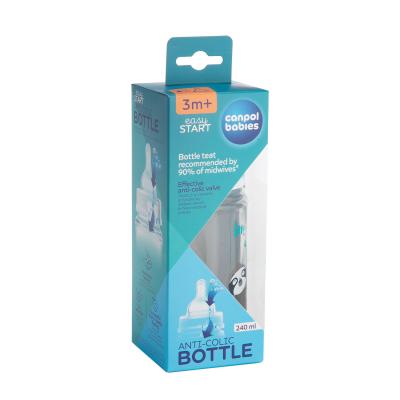 Canpol babies Exotic Animals Easy Start Anti-Colic Bottle Blue 3m+ Otroška steklenička za otroke 240 ml