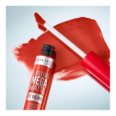 Rimmel London Lasting Mega Matte Liquid Lip Colour Šminka za ženske 7,4 ml Odtenek Scarlet Flames