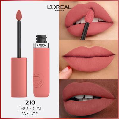 L&#039;Oréal Paris Infaillible Matte Resistance Lipstick Šminka za ženske 5 ml Odtenek 210 Tropical Vacay