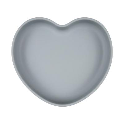 Canpol babies Silicone Suction Plate Heart Grey Posodica za otroke 300 ml