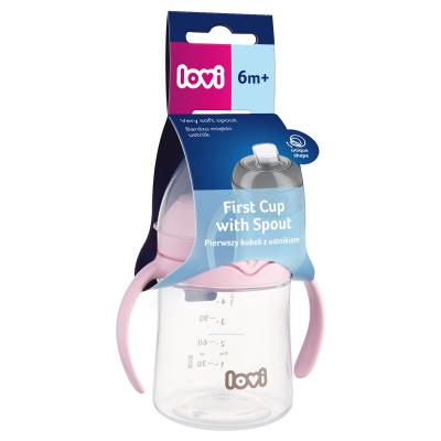 LOVI First Cup With Spout Pink 6m+ Skodelica za otroke 150 ml