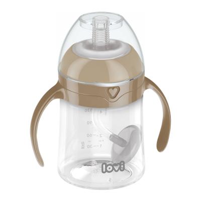 LOVI First Cup With Weighted Straw Brown 6m+ Skodelica za otroke 150 ml