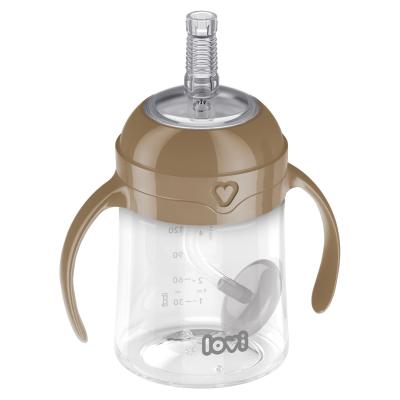 LOVI First Cup With Weighted Straw Brown 6m+ Skodelica za otroke 150 ml