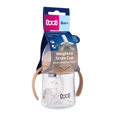 LOVI First Cup With Weighted Straw Brown 6m+ Skodelica za otroke 150 ml