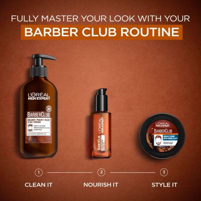 L&#039;Oréal Paris Men Expert Barber Club Messy Hair Molding Clay Krema za lase za moške 75 ml