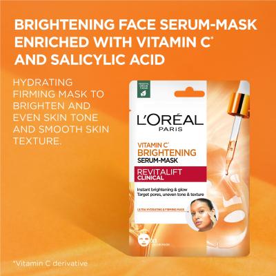 L&#039;Oréal Paris Revitalift Clinical Vitamin C Brightening Serum-Mask Maska za obraz 26 g