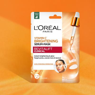 L&#039;Oréal Paris Revitalift Clinical Vitamin C Brightening Serum-Mask Maska za obraz 26 g