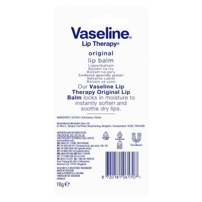 Vaseline Lip Therapy Original Lip Balm Tube Balzam za ustnice za ženske 10 g