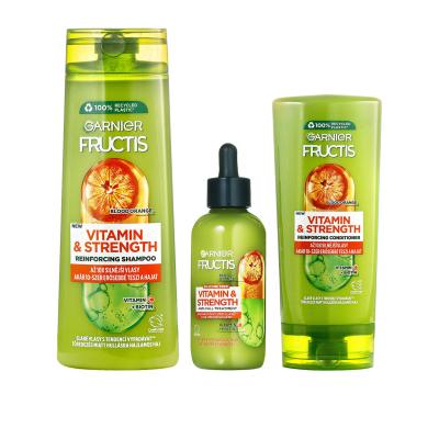 Garnier Fructis Vitamin &amp; Strength Darilni set šampon Fructis Vitamin &amp; Strength Reinforcing Shampoo 400 ml + balzam Fructis Vitamin &amp; Strength Reinforcing Conditioner 200 ml + serum za lase Fructis Vitamin &amp; Strength Anti-Fall Treatment 125 ml