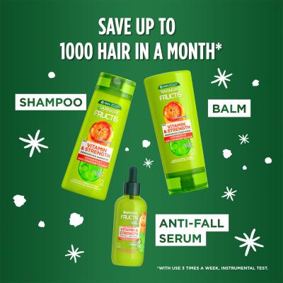 Garnier Fructis Vitamin &amp; Strength Darilni set šampon Fructis Vitamin &amp; Strength Reinforcing Shampoo 400 ml + balzam Fructis Vitamin &amp; Strength Reinforcing Conditioner 200 ml + serum za lase Fructis Vitamin &amp; Strength Anti-Fall Treatment 125 ml