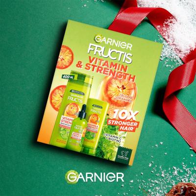 Garnier Fructis Vitamin &amp; Strength Darilni set šampon Fructis Vitamin &amp; Strength Reinforcing Shampoo 400 ml + balzam Fructis Vitamin &amp; Strength Reinforcing Conditioner 200 ml + serum za lase Fructis Vitamin &amp; Strength Anti-Fall Treatment 125 ml