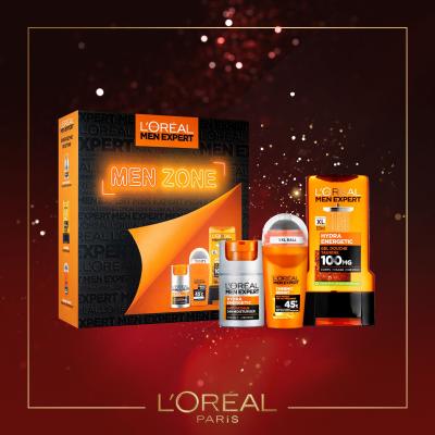 L&#039;Oréal Paris Men Expert Hydra Energetic Darilni set vlažilna krema Men Expert Hydra Energetic Daily Moisturizer 50 ml + gel za prhanje Men Expert Hydra Energetic 300 ml + antiperspirant Men Expert Thermic Resist Antiperspirant 50 ml