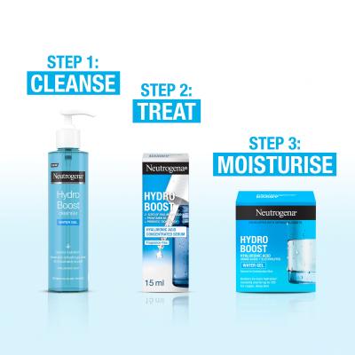 Neutrogena Hydro Boost Gift Set Darilni set vlažilni gel za obraz Hydro Boost Water Gel 50 ml + serum za obraz Hydro Boost Hyaluronic Acid Concentrated Serum 15 ml + čistilni gel za obraz Hydro Boost Water Gel Cleanser 200 ml