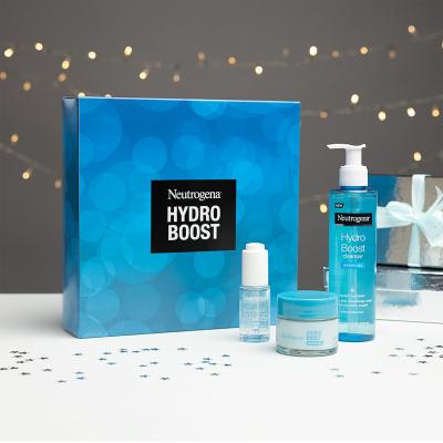 Neutrogena Hydro Boost Gift Set Darilni set vlažilni gel za obraz Hydro Boost Water Gel 50 ml + serum za obraz Hydro Boost Hyaluronic Acid Concentrated Serum 15 ml + čistilni gel za obraz Hydro Boost Water Gel Cleanser 200 ml