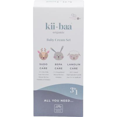 Kii-Baa Organic Baby Cream Set Darilni set otroška krema B5PA-CARE 50 g + otroška krema SUDO-CARE 50 g + otroško mazilo Lanolin Care 30 g