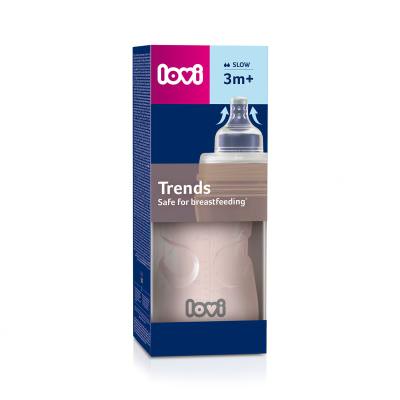 LOVI Trends Bottle 3m+ Pink Otroška steklenička za otroke 250 ml