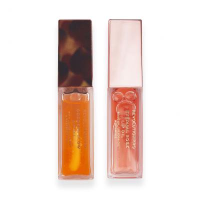 Revolution Pro Glossy Lips Darilni set olje za ustnice Eternal Rose Lip Oil 8 ml + olje za ustnice Goddess Glow Lip Oil 8 ml