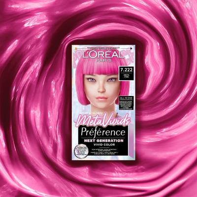 L&#039;Oréal Paris Préférence Meta Vivids Barva za lase za ženske 75 ml Odtenek 7.222 Meta Pink