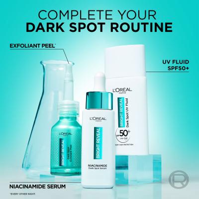 L&#039;Oréal Paris Bright Reveal Dark Spot UV Fluid SPF50+ Darilni set dnevni fluid za obraz Bright Reveal Dark Spot UV Fluid SPF50 50 ml + serum za obraz Bright Reveal Niacinamide Dark Spot Serum 30 ml