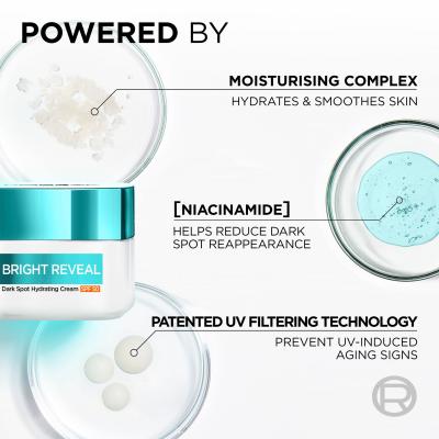 L&#039;Oréal Paris Bright Reveal Dark Spot Hydrating Cream SPF50 Dnevna krema za obraz 50 ml poškodovana škatla