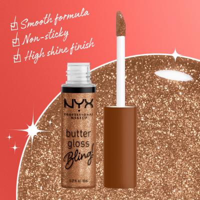 NYX Professional Makeup Butter Gloss Bling Glos za ustnice za ženske 8 ml Odtenek 04 Pay Me In Gold