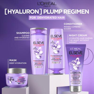 L&#039;Oréal Paris Elseve Hyaluron Plump Night Cream Maska za lase za ženske 200 ml